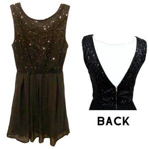 Charming Charlie black sequin sleeveless dress sz M